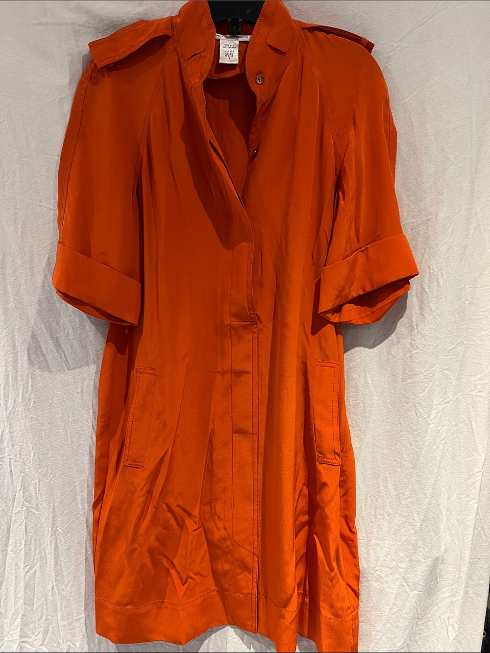 Diane Von Furstenberg Bright Orange Silk Blazer-Style Jacket